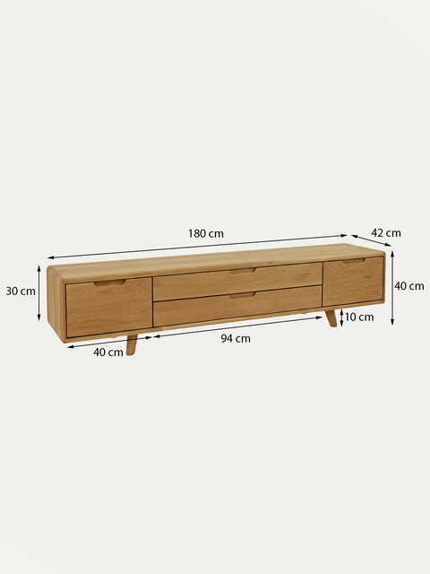 TV-Schrank aus Massivholz Eiche natur 180 cm Portofino