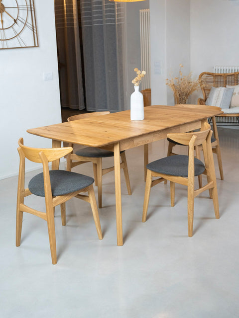 Esszimmerstuhl aus Eiche massiv Natur weicher Sitz 75 cm Positano