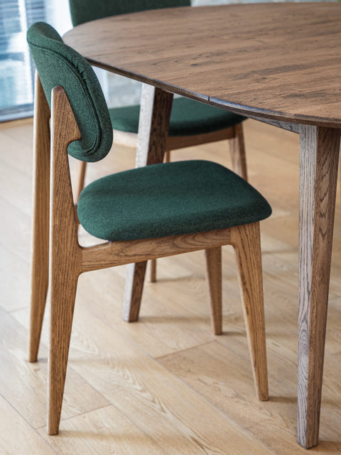 Stuhl aus Eiche massiv Natur weicher Sitz 81 cm Grün Mevis