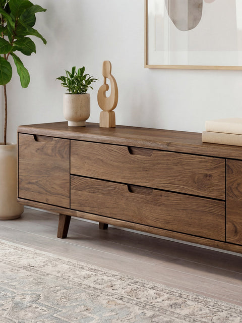 TV-Schrank aus Massiveiche rauchig geölter 180 cm Portofino