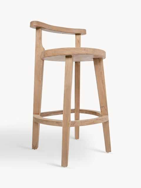 Bar chair from reclaimed teak rustic natural 40x40x85 cm Ravello