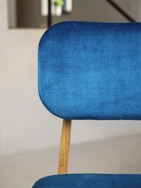 Stuhl aus Eiche massiv Natur weicher Sitz 81 cm Blau Mevis