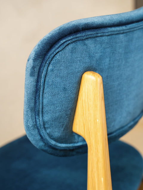 Stuhl aus Eiche massiv Natur weicher Sitz 81 cm Blau Mevis
