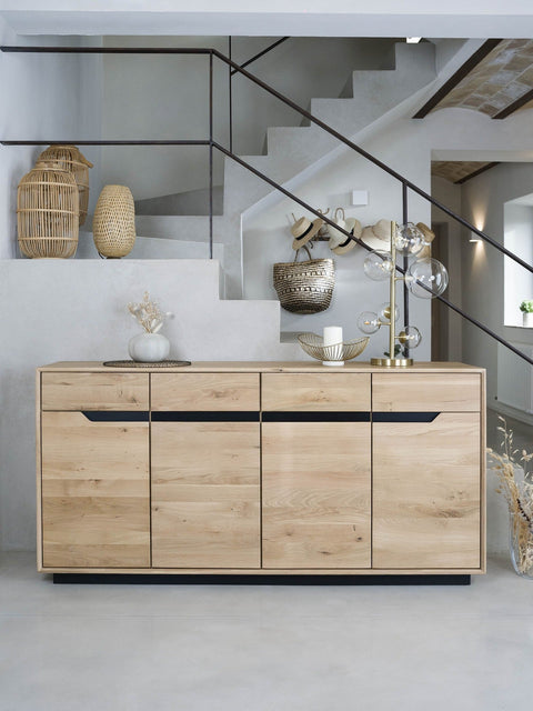 Sideboard aus massiver Eiche weiß geölt 180 cm Adena