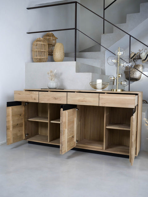 Sideboard aus massiver Eiche weiß geölt 180 cm Adena