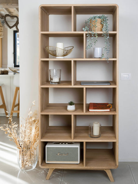 Bücherregal aus massiver Eiche weiß geölt 80×45×180 cm Modena