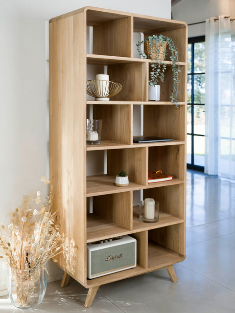 Bücherregal aus massiver Eiche weiß geölt 80×45×180 cm Modena