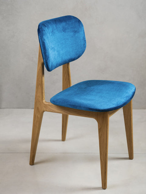 Stuhl aus Eiche massiv Natur weicher Sitz 81 cm Blau Mevis