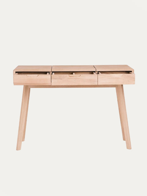 Console table with mirror of solid oak whitewashed Portofino