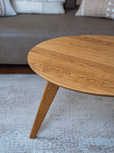 Couchtisch 70 cm aus massivem Eichenholz im modernen Stil naturfarben Logan