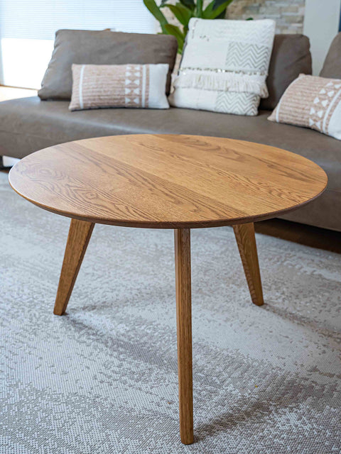 Couchtisch 70 cm aus massivem Eichenholz im modernen Stil naturfarben Logan