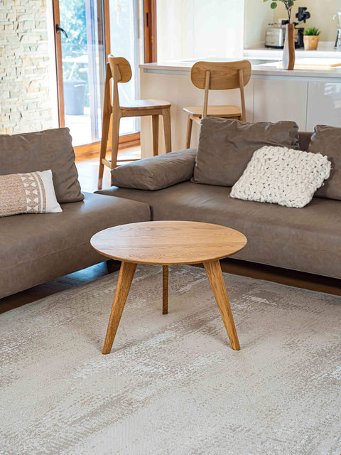 Couchtisch 70 cm aus massivem Eichenholz im modernen Stil naturfarben Logan