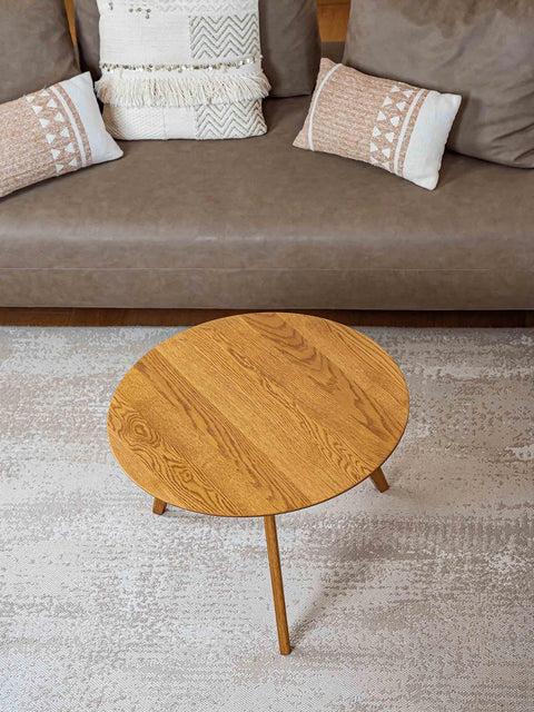 Couchtisch 70 cm aus massivem Eichenholz im modernen Stil naturfarben Logan