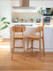 Barstuhl aus Massivholz Eiche modern Natur 46×42×109 cm Paolo