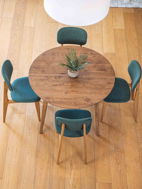 Ausziehbarer Esstisch aus massivem Eichenholz Braun modern Sun