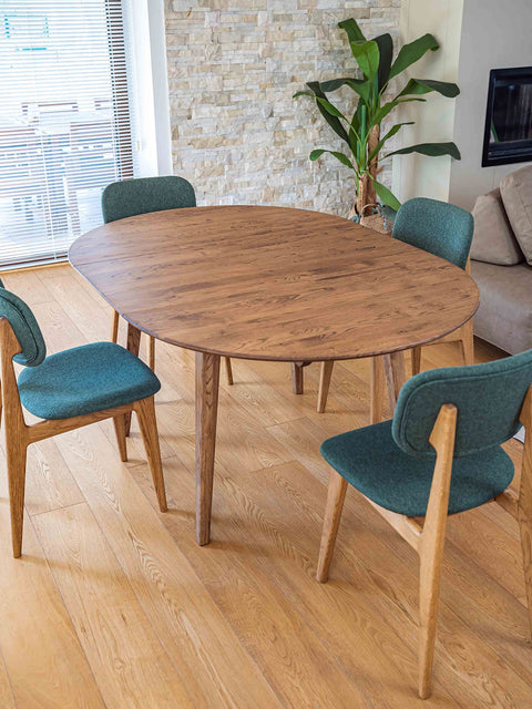 Ausziehbarer Esstisch aus massivem Eichenholz Braun modern Sun