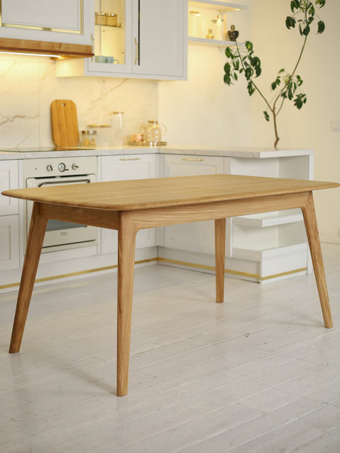 Ausziehbarer Esstisch aus massiver Eiche Natur 160-205x90x76 cm Toscana