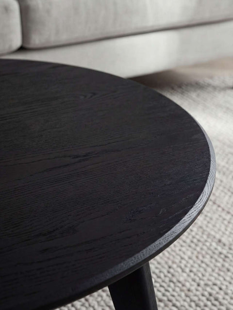 Couchtisch 70 cm aus massivem Eichenholz Schwarz Logan