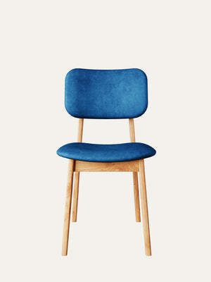 Stuhl aus Eiche massiv Natur weicher Sitz 81 cm Blau Mevis