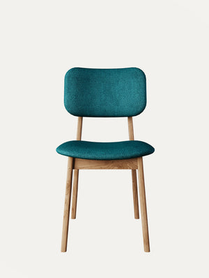 Stuhl aus Eiche massiv rauchig geölt Türkis Mevis