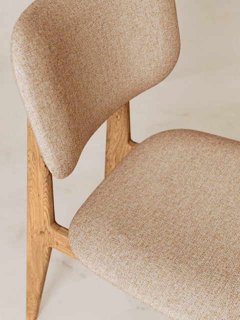 Esszimmerstuhl aus Eiche massiv Braun Beige weicher Sitz Mevis