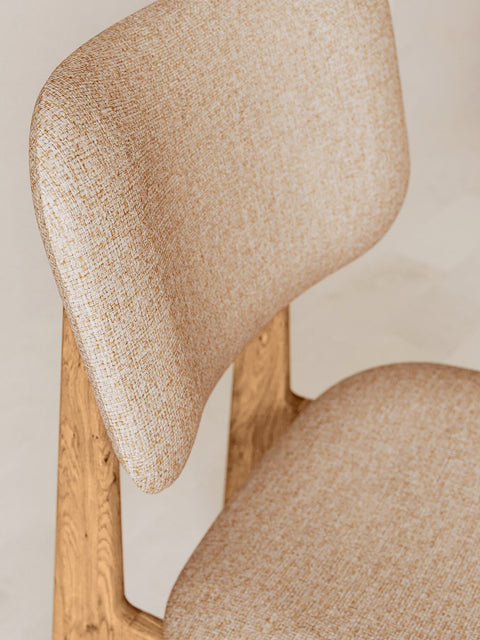 Esszimmerstuhl aus Eiche massiv Braun Beige weicher Sitz Mevis