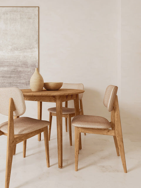 Esszimmerstuhl aus Eiche massiv Braun Beige weicher Sitz Mevis