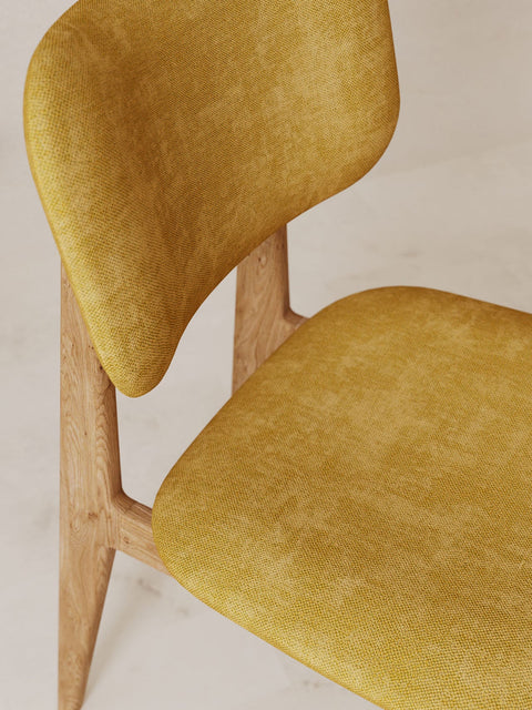Esszimmerstuhl aus Eiche massiv Braun weicher Sitz Gelb Mevis
