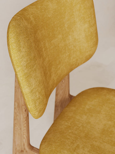 Esszimmerstuhl aus Eiche massiv Braun weicher Sitz Gelb Mevis