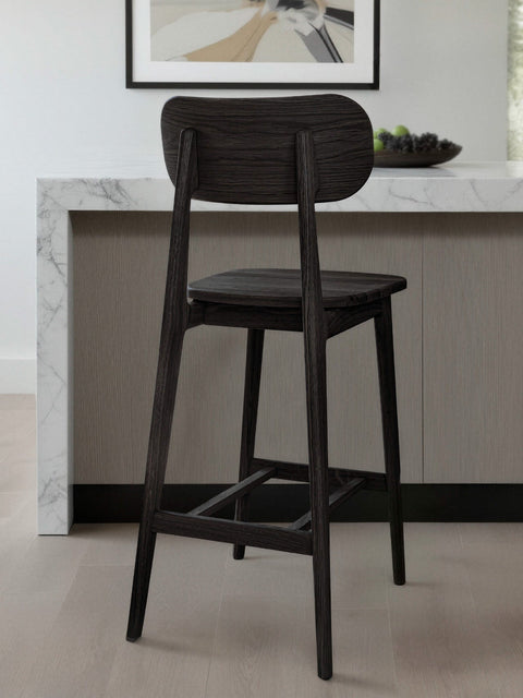 Barstuhl aus Massivholz Eiche modern Schwarz 46×42×109 cm Paolo