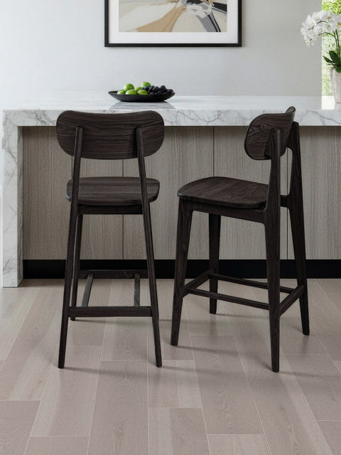 Barstuhl aus Massivholz Eiche modern Schwarz 46×42×109 cm Paolo