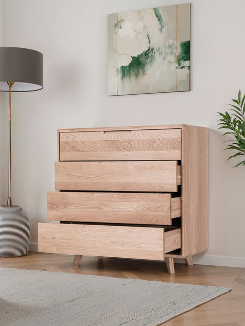 Kommode aus massiver Eiche weiß geölt 90 cm Portofino