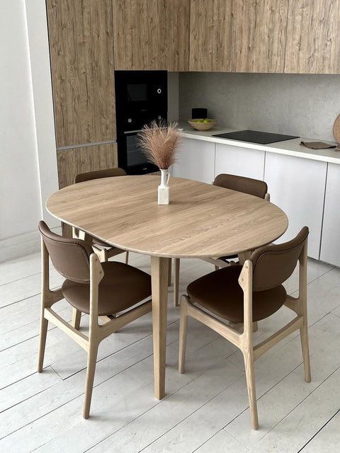 Ausziehbarer Esstisch aus massivem Eichenholz modern nordisch Sun