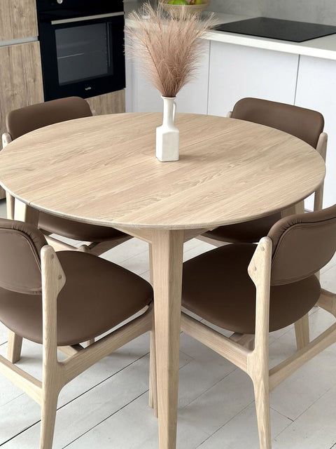 Ausziehbarer Esstisch aus massivem Eichenholz modern nordisch Sun