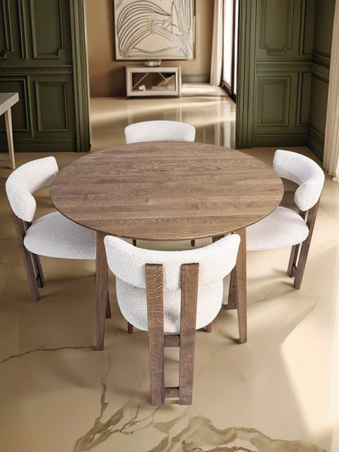 Ausziehbarer Esstisch aus massiver, geräucherter Eiche, 120–220×120×75 cm – Nico