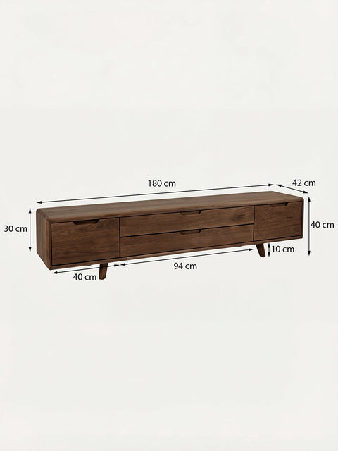 TV-Schrank aus Massiveiche rauchig geölter 180 cm Portofino