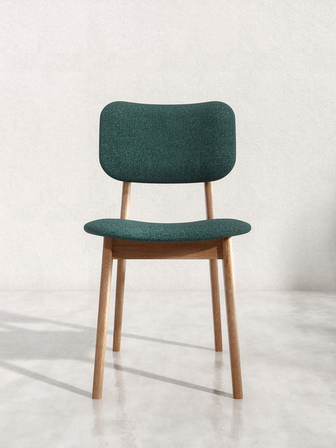 Esszimmerstuhl aus Eiche massiv Braun Grün Mevis