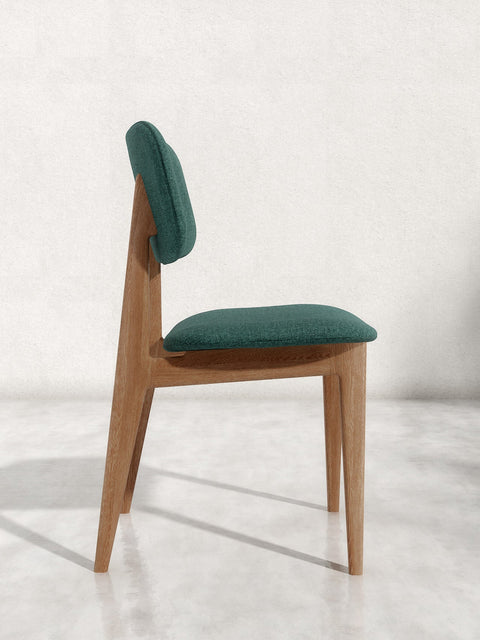 Esszimmerstuhl aus Eiche massiv Braun Grün Mevis