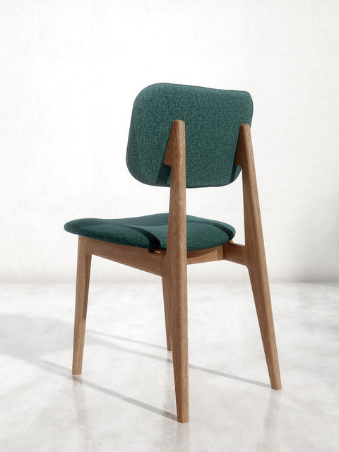 Esszimmerstuhl aus Eiche massiv Braun Grün Mevis