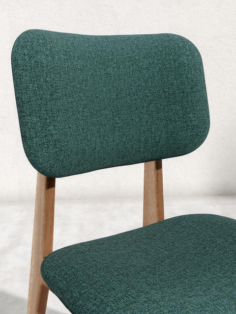 Esszimmerstuhl aus Eiche massiv Braun Grün Mevis