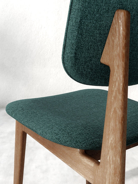 Esszimmerstuhl aus Eiche massiv Braun Grün Mevis