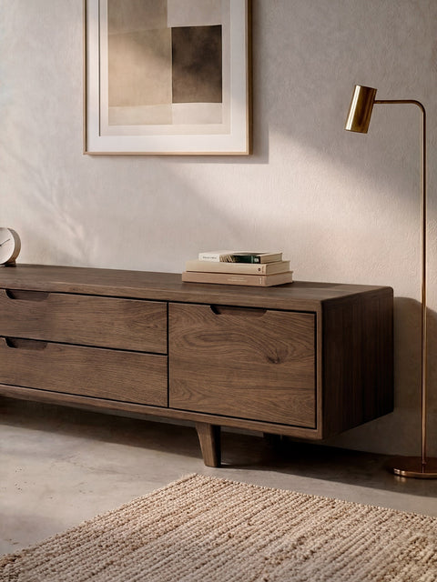 TV-Schrank aus Massiveiche rauchig geölter 180 cm Portofino