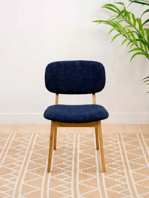 Esszimmerstuhl aus Eiche massiv Natur Mitternachtsblau Volterra