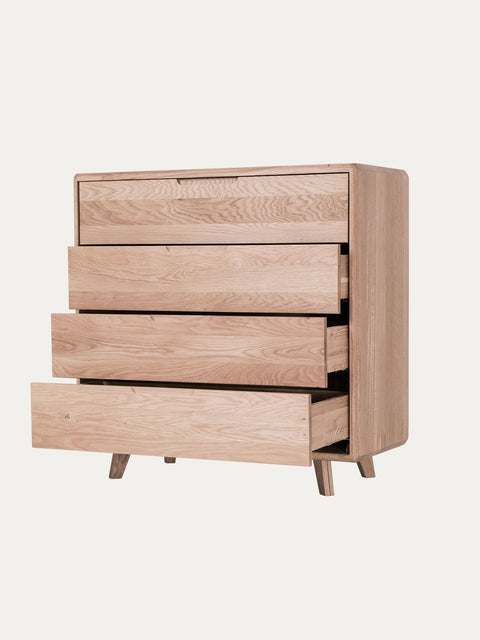 Kommode aus massiver Eiche weiß geölt 90 cm Portofino