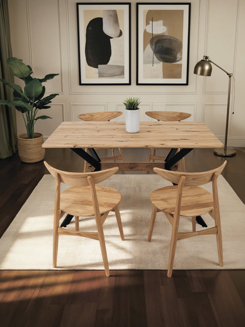 Esszimmerstuhl aus Eiche massiv Natur harter Sitz 75 cm Positano