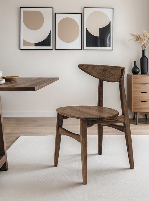 Esszimmerstuhl aus Eiche massiv rauchig geölt 75 cm harter Sitz Positano