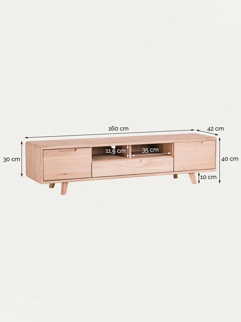 TV-Schrank aus massivem Eichenholz weiß geölt 160 cm Portofino