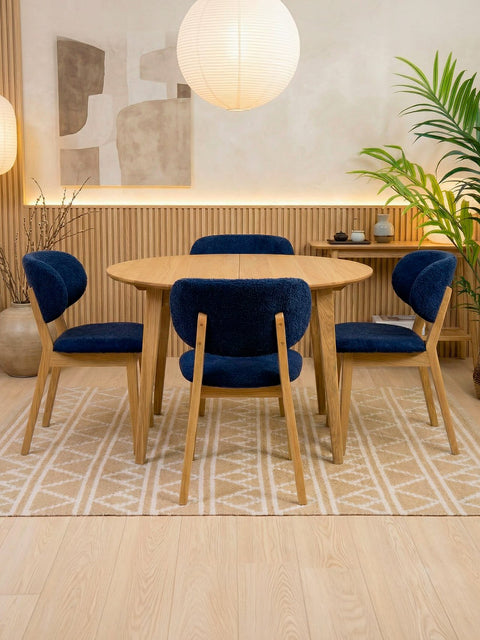 Esszimmerstuhl aus Eiche massiv Natur Mitternachtsblau Volterra