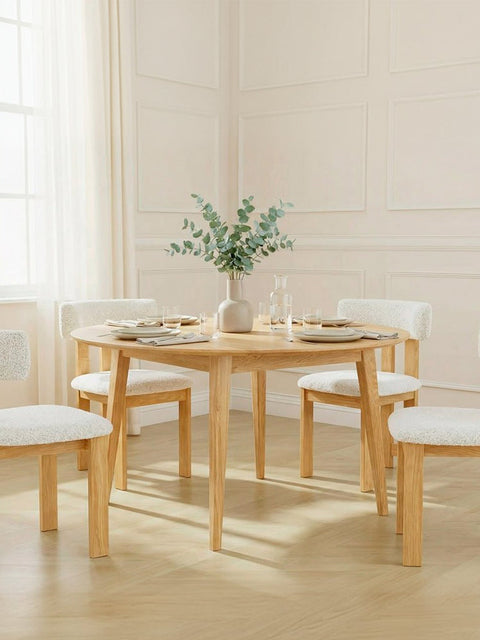 Ausziehbarer Esstisch aus massivem Eiche Natur modern verschiedene Größen Sun